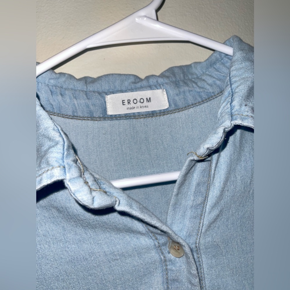 Minimalist Pullover Button Front Denim Dress - image 4